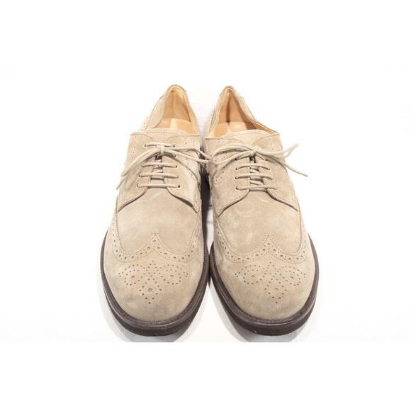 Tod's Men's Grigio Beige Suede Wingtip Derby Lace-up Shoes Size 9M Preppy Italy - Picture 2 of 12